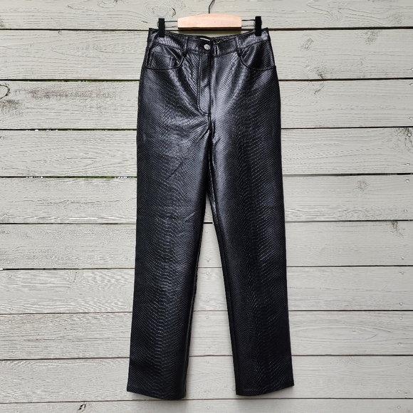 New Aritzia Wilfred The Melina Vegan Leather Pant Black Python - Picture 5 of 11